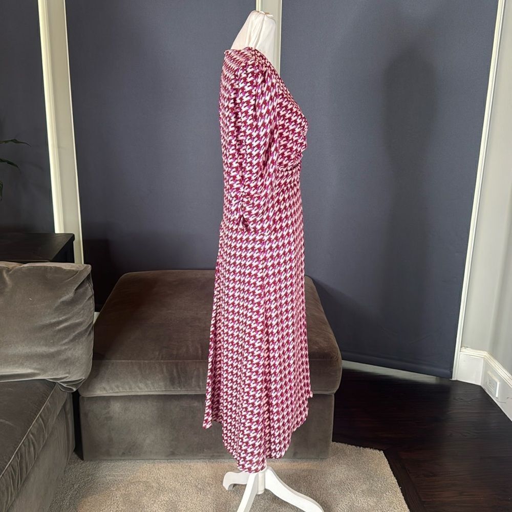 Women’s Scoop Ruched Front Dress 3/4 Sleeve Houndstooth Size XS (0-2) NEW - Picture 4 of 16